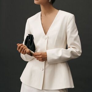 Elegant White Peplum Women's Blazer